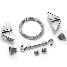 Anti-Sag Door Kits for Wooden Fence, Door Support Cable Kit in Zinc, Anti-Sagging Fence Doors Kit Steel Doors Hardware for Wooden Correcting or Preventing, Silver 2Pack