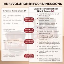 VIBRANT GLAMOUR Quad Botanical Retinol Night Cream 3.0 | Anti-Wrinkle & Firming | Bakuchiol + Peptides + Collagen + Hyaluronic Acid | Overnight Repair & Lifting & Smoothing for Sensitive Skin Care 30g