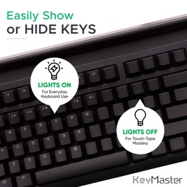 Learn to Type Keyboard; Blank Key Caps; Practice Typing with Show or Hide Key Visibility; Teach Students to Touch Type; Keymaster Mechanical Shine Through Keyboard; Better Than Skins or Covers
