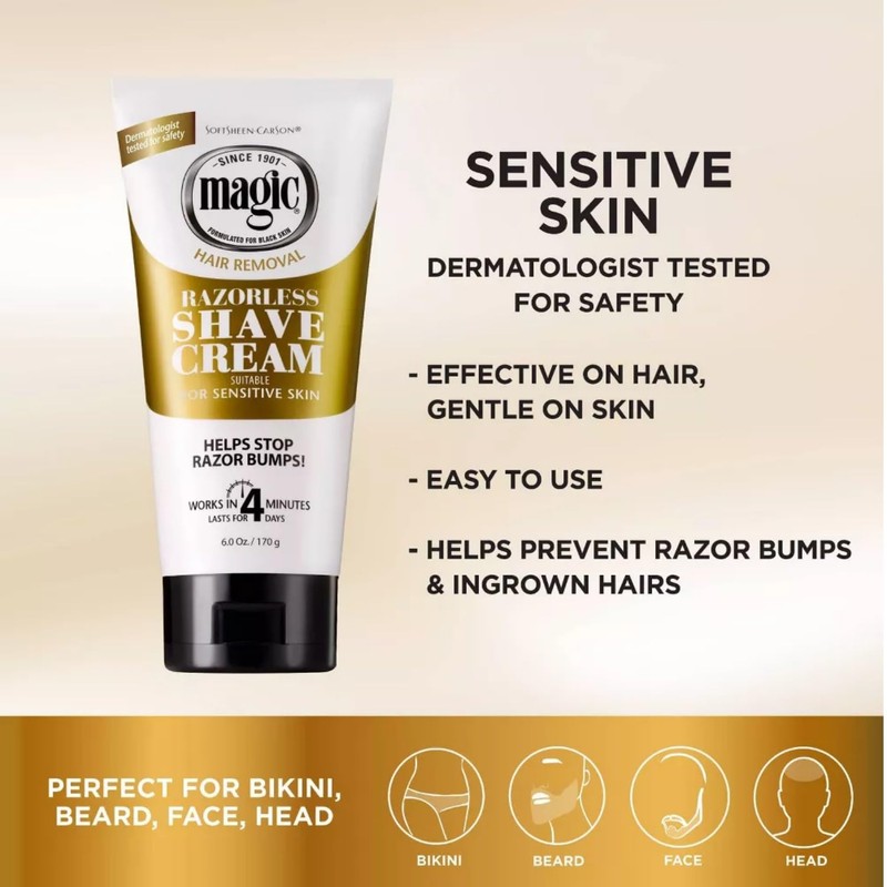 SoftSheen-Carson Magic Razorless Cream Shave, Bald Smooth Head Maintenance, 6