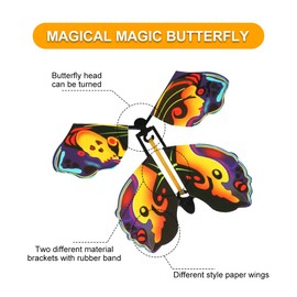 20pcs Flying Butterfly Cards Rubber Band Powered Wind up Butterfly Toy for Birthday Wedding Greeting Cards Sensory Development Wind up Flying Paper Butterflies Set