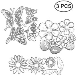 AFUNTA Herramienta de troquelado de metal, 2 juegos de hojas de flores, 14 estilos 3D troquelados y 4 troqueles de corte en forma de mariposa para decoración de álbumes, tarjeta de felicitación, bricolaje y decoración de manualidades