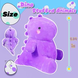 NuomiYue Purple Dinosaur Stuffed Animal, Kawaii 10 Inch Dino Plushies for Girls, Boys, Soft Dinosaur Stuffed Animals Plush Toy for Kids, Babies, Classroom Prizes, Party Favors, Dino Plush Toys Gift