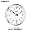 SHARP Wall Clock – Silver/Chrome, Silent Non Ticking 10 Inch