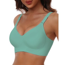 HORISUN Plus Size Bras Most Comfortable Bra Wireless Push Up No Show Bra with Support(Egg Green L)