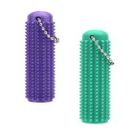 2pcs Spiky Grippie Textured Fidget Keychain, Raised Stim Sensory Toys for Anxiety Relief & Focus, Portable Silent Stress Reducer and Massager for Adults Calming Gifts (Green/Purple)