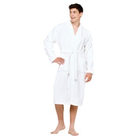 Terry Cloth Robes for Women and Men 100% Turkish Cotton Kimono Womens Robe Mens Bathrobe | White Velour, XX-Large (White, Large/XL (One Size))