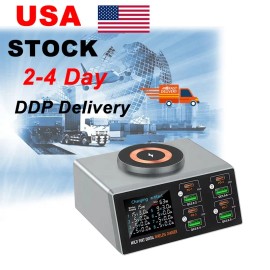 Best Seller 140W Multifunction Chargers PD45w for Netbook Pd Display Multi Usb Magnetic Wireless Charging Station Usb Chargercolor: silver gray, socket standard: US