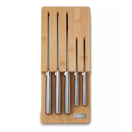 Elevate Steel Knives Bamboo Store 5-Piece Knife Set with in-Drawer Bamboo Storage Tray | Joseph JosephSize: one-size, color: Beige