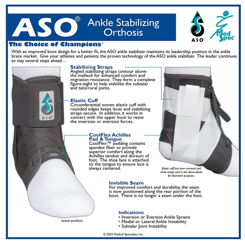 Med Spec ASO Ankle Stabilizer, White, Large, 264005