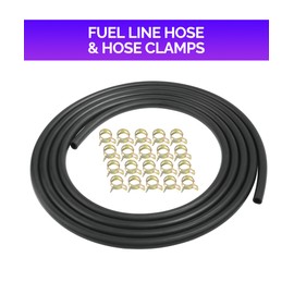 RACOONA 9.85FT Fuel Hose, 1/4" ID with 20Pcs 2/5" ID Hose Clamps - Stretchy Fuel Line for Motorcycle Mowers Tractors and All Small Engines