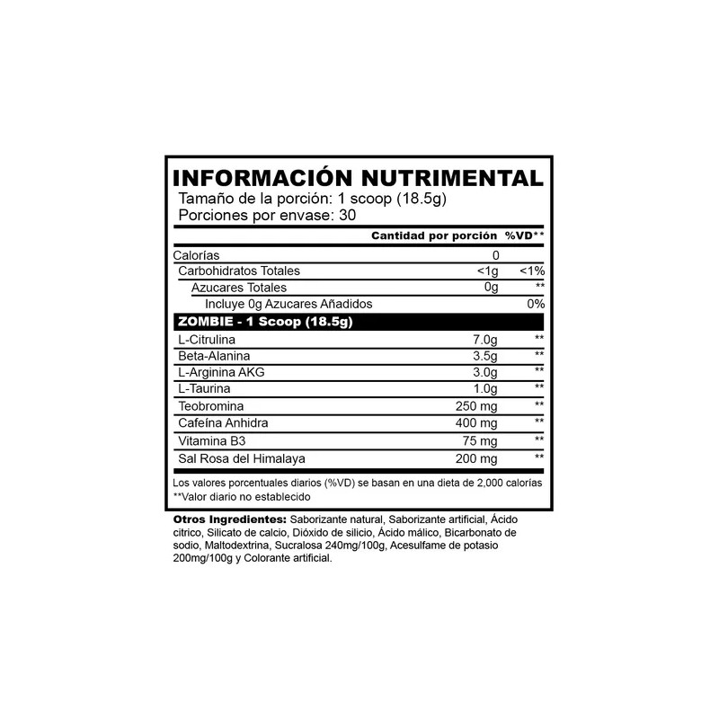 Zombie Pre Entreno Extremo (algodon De Azcar) 555g Algodn De