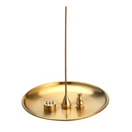 SULIUDAJI 4-in-1 Incense Holder, Brass Incense Burner with 5.51 Inch Ash Catcher Made of Alloy Ash. Suitable for Incense Sticks, Ideal for Home Decoration
