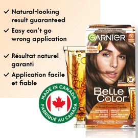 Garnier Belle Color Permanent Hair Dye, 63 Light Golden Brown, 100% Grey Coverage, Enriched with Argan Oil and Wheat Germ Oils - 1 Application, Packaging may vary