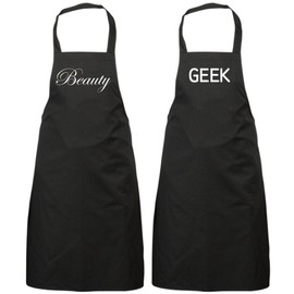 60 Second Makeover Limited Couples Beauty Geek Black Apron Set Novelty Gift Wedding Anniversary Husband Wife House Warming Kitchen Present