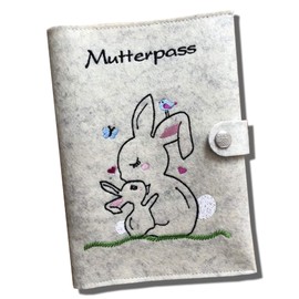 Goldi-Design Mutterlog Protective Cover for Maternity Log with Extra Compartments and Flap with Press Stud Made of 100% Wool Felt - Mottled White (Mottled White, German Maternity Log Cover)