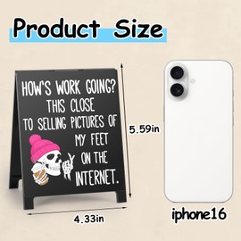 Funny Office Decor Desk Signs Gifts for Coworker Funny Team Gifts for Employees Boss Humorous Cubicle Table Decorations Supplies How's Work Going Selling Pictures Of My Feet Online White Elephant Gift