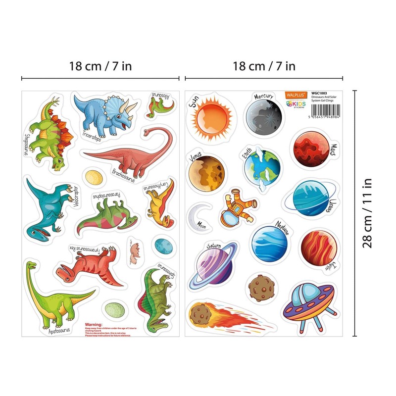 WALPLUS Gel Clings Removable Reusable for Kids Toddlers Classroom Nursery