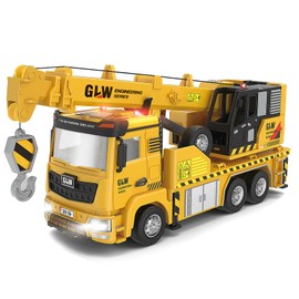 LTFIOON Crane Truck Toy, 1:40, Telescopic Boom, Extendable Crane, Construction Site Vehicles Toy Set, Metal Construction Vehicles, Children Construction Vehicles for 3 4 5 6 7 Years
