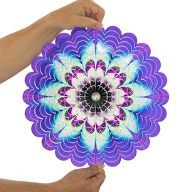 VP Home Floral Burst Mandala Kinetic 3D Metal Outdoor Garden Decor Wind Spinner