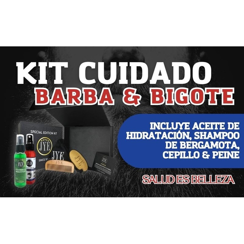 JYE Kit Cuidado de Barba y Bigote: Aceite de Hidratación,
