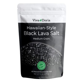 Viva Doria Hawaiian Black Lava Sea Salt, Medium Grain, Lava Salt, 2 lb (907 g)