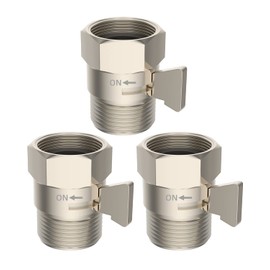 Shower Head Flow Control Valve G1/2 Brass Shut-off Valve with Metal Handle Lever Shower Head Valve Water Flow Control Valve Regulator Shut OFF Valve for Hand Shower, or Bidet Sprayer-Brushed Nickel