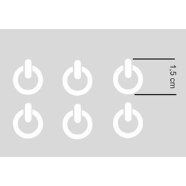 Power Symbol Sticker Decal Switch Sticker On Off Sticker (RPM4/2) (White, 15 mm)