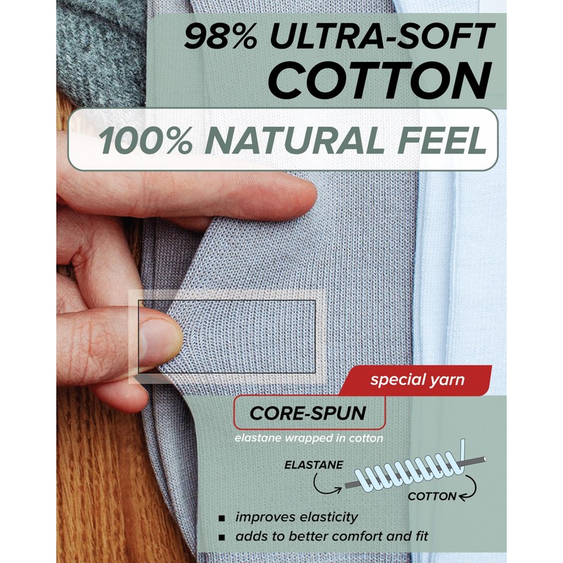vitsocks Men's Non Elastic Top Soft All-Cotton Socks (3 PAIRS)