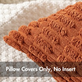 MIULEE MIULEE Pack of 2 Corduroy Decorative Throw Pillow Covers 18x18 Inch Soft Boho Striped Pillow Covers Modern Farmhouse Home Decor for Sofa Living Room Couch Bed Rust