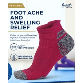 Pembrook Ankle Compression Socks for Women & Men - 4 Pairs | Low Cut Men's Sports Compression Socks for Support | Pink, Purple, Grey, Blue