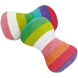 Zhuluck 2 Pcs Colourful Dog Plush Vocal Toy Rainbow Bone-Shape Chewing Toy Pet Supplies for Pet Playing Use Adorable Quality and Practical Attractive and Professional Dog Chew Toys