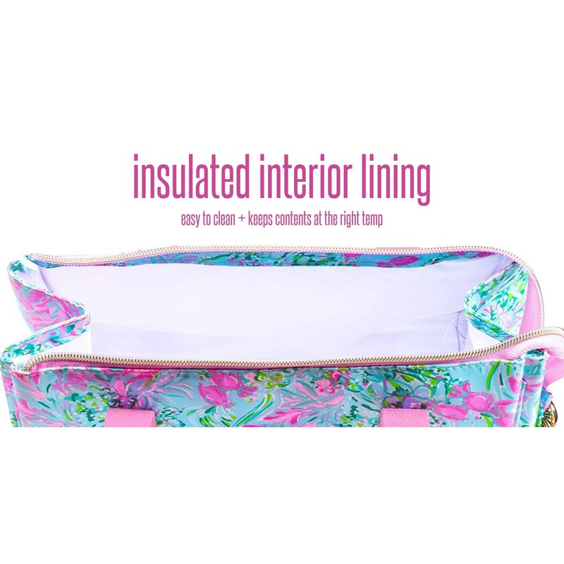Lilly Pulitzer Insulted Backpack Cooler Large Capacity, Pink/Blue Portable Soft