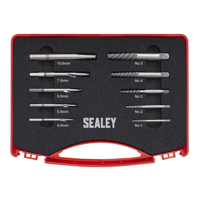 Sealey AK8187 10PC Step Drill Screw/Bolt Extractor Set