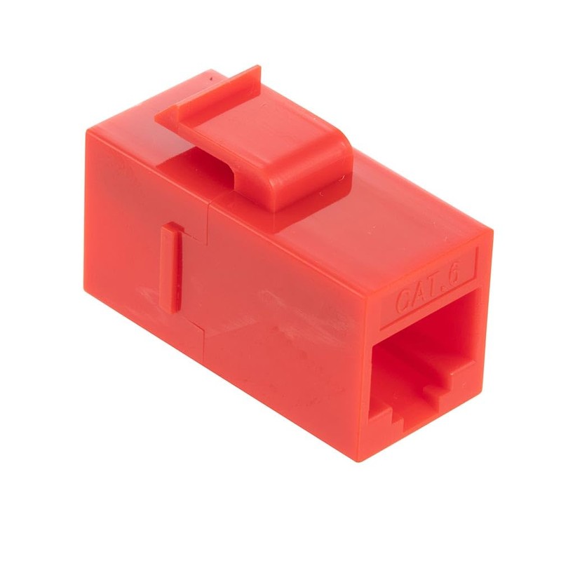 NavePoint CAT6 UTP Inline Keystone Coupler, 10 Pack, Red