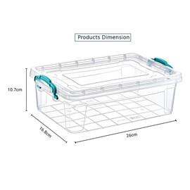 Best House| Small Plastic Storage Box with Clips & Lid | Size 3L (L:26cm W:16.8cm H:10.7cm)|Set of 2|Rectangle|Stackable Clear Durable Multipurpose Office Home Kitchen Tools (Very SMALL Size)-3 Litres
