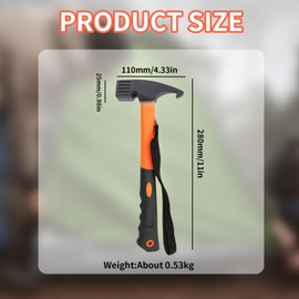 Camping Hammer Tent Puller - Fixed Belt Tent Camping Hammer with Rubber Handle for Outdoor Picnics (Orange)