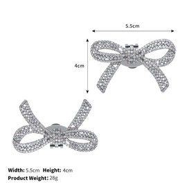 LOMYLM 2pcs Shoes Clip Charms for Women, Rhinestone Bowknots Clip on Shoe Charms Detachable Crystal Ornaments with Metal Clip Women Girls High Heel Court Shoes Accessories for Wedding Prom Party