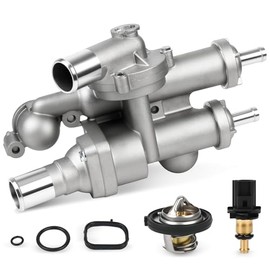 68003582AB Upgraded Aluminium Thermostat Housing Assembly with Sensor Compatible with Chrysler 200, Dodge Avenger, Journey, Compass, Jeep Patriot, Replacement for 68003582AB