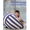 Aubliss Stuffed Animal Bean Bag Storage Chair (Royal Blue/White Striped,