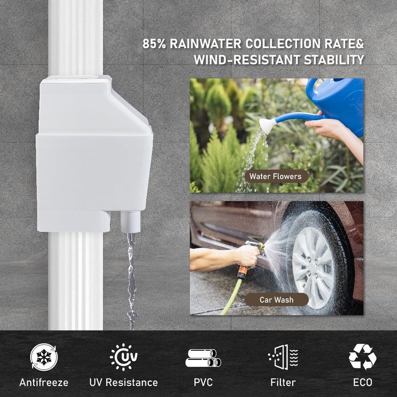 Rain Barrel Diverter, RainWater Collection System Fits for 2 x