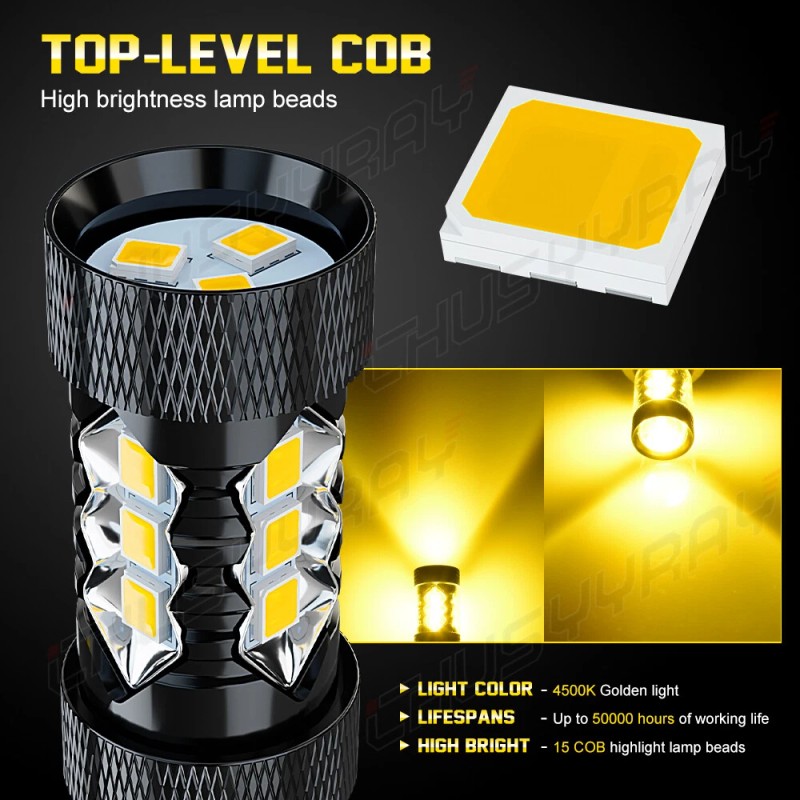 CHUSYYRAY LED Fog Light Bulbs 5202 Yellow for Chevy Silverado