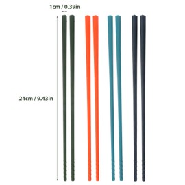 Hemoton 4 Pairs Steel- core Silicone Chopstick Cooking Chopsticks Non- Stick Chopsticks Foods Server Transfer Chopsticks Food Garde Silicone Chopsticks for Eating Frying Hot Pot