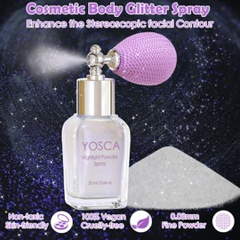 Yosca Body Glitter Spray, 30ML Loose Body Shimmer Powder Iridescent Hair Spray White Glitter Sparkle Highlighter Makeup Festival Accessorise for Rave Clothes Hair Face Nail Art - Aurora Ocean