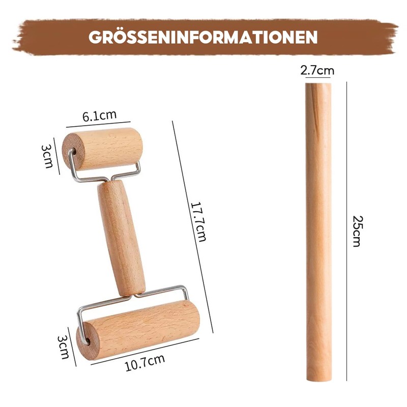Doppelkopf Wooden Rolling Pin, 2-Piece Double Rolling Pin Set, Rolling