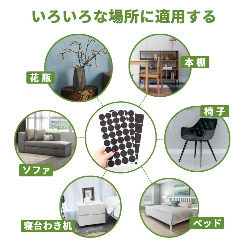 COVERCORNER 家具保護パッド 79個 ピース キズ防止パッド 滑り止めシール フェルトシート 64個円形＋15枚方形 床保護 傷防止