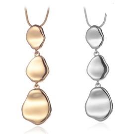 welbijoux Long Pendant Necklaces For Women Multi-Layer Pendant Y Necklace Set Statement Pendant Chic Jewelry (silver+gold)