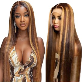 AiPliantfis Straight Human Hair Wig, Blonde Real Hair Wig, Women's 13 x 6 Lace Glueless Wig, Wear and Go P427 Highlight, Pre-Plucked, 150% Density, Unprocessed Brazilian Remy Hair, 12 Inches (30