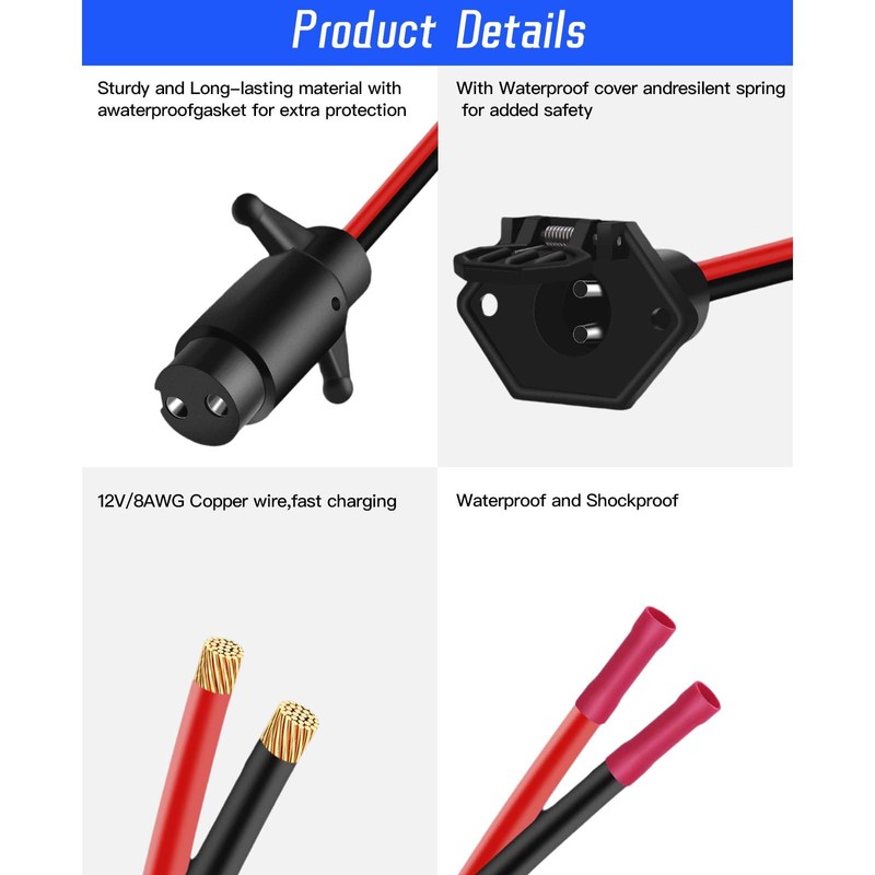 SKARORING Trolling Motor Plug & Receptacle 12V - Quick Release