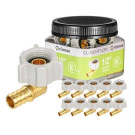 Orianse 10 Pack Female NPT Swivel Elbow, PEX 1/2" x 1/2" NPSM Female Threaded Brass Barb Crimp Fittings, Full Port for PEX-B pipes, NSF/ANSI 61 NSF 372 Certificate, ASTM F1807 Certified